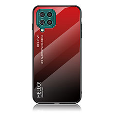 Coque Rebord Contour Silicone et Vitre Miroir Housse Etui Degrade Arc en Ciel LS1 pour Samsung Galaxy F62 5G Rouge