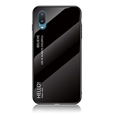 Coque Rebord Contour Silicone et Vitre Miroir Housse Etui Degrade Arc en Ciel LS1 pour Samsung Galaxy M02 Noir