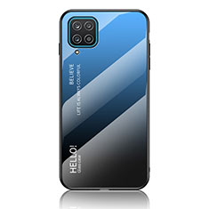 Coque Rebord Contour Silicone et Vitre Miroir Housse Etui Degrade Arc en Ciel LS1 pour Samsung Galaxy M12 Bleu