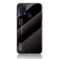 Coque Rebord Contour Silicone et Vitre Miroir Housse Etui Degrade Arc en Ciel LS1 pour Samsung Galaxy M21s Noir