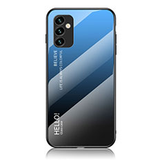 Coque Rebord Contour Silicone et Vitre Miroir Housse Etui Degrade Arc en Ciel LS1 pour Samsung Galaxy M23 5G Bleu