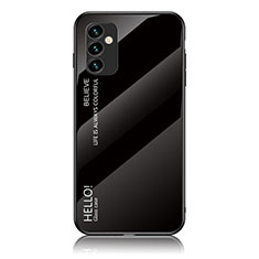 Coque Rebord Contour Silicone et Vitre Miroir Housse Etui Degrade Arc en Ciel LS1 pour Samsung Galaxy M23 5G Noir