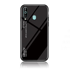 Coque Rebord Contour Silicone et Vitre Miroir Housse Etui Degrade Arc en Ciel LS1 pour Samsung Galaxy M40 Noir