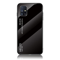 Coque Rebord Contour Silicone et Vitre Miroir Housse Etui Degrade Arc en Ciel LS1 pour Samsung Galaxy M51 Noir