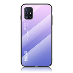 Coque Rebord Contour Silicone et Vitre Miroir Housse Etui Degrade Arc en Ciel LS1 pour Samsung Galaxy M51 Violet Clair