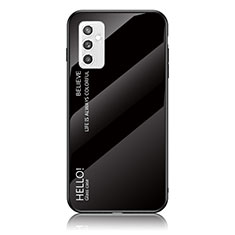 Coque Rebord Contour Silicone et Vitre Miroir Housse Etui Degrade Arc en Ciel LS1 pour Samsung Galaxy M52 5G Noir