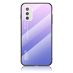 Coque Rebord Contour Silicone et Vitre Miroir Housse Etui Degrade Arc en Ciel LS1 pour Samsung Galaxy M52 5G Violet Clair