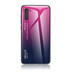 Coque Rebord Contour Silicone et Vitre Miroir Housse Etui Degrade Arc en Ciel LS1 pour Samsung Galaxy Note 10 5G Rose Rouge