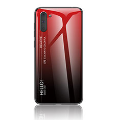 Coque Rebord Contour Silicone et Vitre Miroir Housse Etui Degrade Arc en Ciel LS1 pour Samsung Galaxy Note 10 5G Rouge
