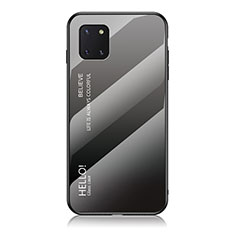 Coque Rebord Contour Silicone et Vitre Miroir Housse Etui Degrade Arc en Ciel LS1 pour Samsung Galaxy Note 10 Lite Gris Fonce