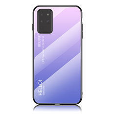 Coque Rebord Contour Silicone et Vitre Miroir Housse Etui Degrade Arc en Ciel LS1 pour Samsung Galaxy Note 20 5G Violet Clair