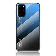 Coque Rebord Contour Silicone et Vitre Miroir Housse Etui Degrade Arc en Ciel LS1 pour Samsung Galaxy S20 Plus 5G Bleu