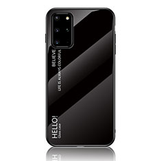 Coque Rebord Contour Silicone et Vitre Miroir Housse Etui Degrade Arc en Ciel LS1 pour Samsung Galaxy S20 Plus 5G Noir