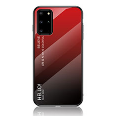 Coque Rebord Contour Silicone et Vitre Miroir Housse Etui Degrade Arc en Ciel LS1 pour Samsung Galaxy S20 Plus 5G Rouge