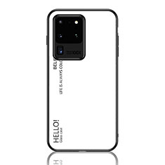 Coque Rebord Contour Silicone et Vitre Miroir Housse Etui Degrade Arc en Ciel LS1 pour Samsung Galaxy S20 Ultra 5G Blanc