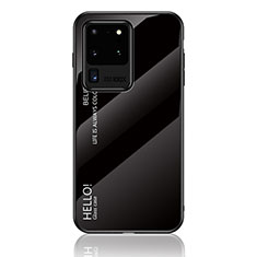 Coque Rebord Contour Silicone et Vitre Miroir Housse Etui Degrade Arc en Ciel LS1 pour Samsung Galaxy S20 Ultra Noir