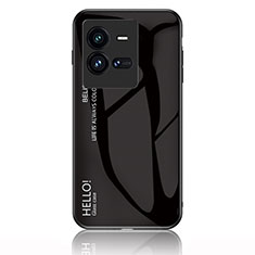Coque Rebord Contour Silicone et Vitre Miroir Housse Etui Degrade Arc en Ciel LS1 pour Vivo iQOO 10 Pro 5G Noir