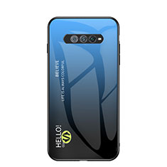 Coque Rebord Contour Silicone et Vitre Miroir Housse Etui Degrade Arc en Ciel LS1 pour Xiaomi Black Shark 4S Pro 5G Bleu