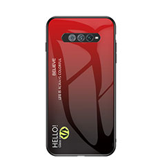 Coque Rebord Contour Silicone et Vitre Miroir Housse Etui Degrade Arc en Ciel LS1 pour Xiaomi Black Shark 4S Pro 5G Rouge
