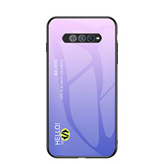 Coque Rebord Contour Silicone et Vitre Miroir Housse Etui Degrade Arc en Ciel LS1 pour Xiaomi Black Shark 4S Pro 5G Violet Clair