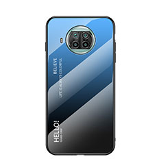 Coque Rebord Contour Silicone et Vitre Miroir Housse Etui Degrade Arc en Ciel LS1 pour Xiaomi Mi 10T Lite 5G Bleu