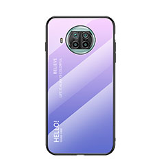 Coque Rebord Contour Silicone et Vitre Miroir Housse Etui Degrade Arc en Ciel LS1 pour Xiaomi Mi 10T Lite 5G Violet Clair