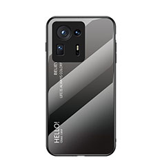 Coque Rebord Contour Silicone et Vitre Miroir Housse Etui Degrade Arc en Ciel LS1 pour Xiaomi Mi Mix 4 5G Gris Fonce
