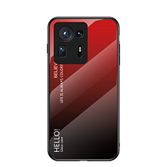 Coque Rebord Contour Silicone et Vitre Miroir Housse Etui Degrade Arc en Ciel LS1 pour Xiaomi Mi Mix 4 5G Rouge