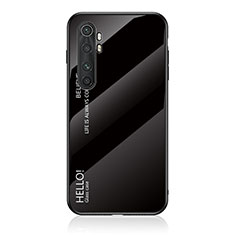 Coque Rebord Contour Silicone et Vitre Miroir Housse Etui Degrade Arc en Ciel LS1 pour Xiaomi Mi Note 10 Lite Noir