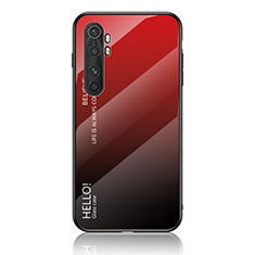 Coque Rebord Contour Silicone et Vitre Miroir Housse Etui Degrade Arc en Ciel LS1 pour Xiaomi Mi Note 10 Lite Rouge