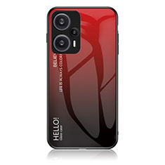 Coque Rebord Contour Silicone et Vitre Miroir Housse Etui Degrade Arc en Ciel LS1 pour Xiaomi Poco F5 5G Rouge