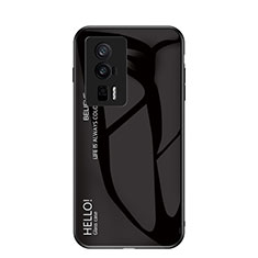 Coque Rebord Contour Silicone et Vitre Miroir Housse Etui Degrade Arc en Ciel LS1 pour Xiaomi Poco F5 Pro 5G Noir