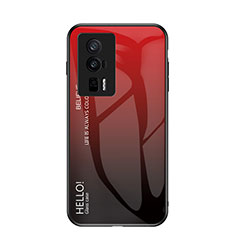 Coque Rebord Contour Silicone et Vitre Miroir Housse Etui Degrade Arc en Ciel LS1 pour Xiaomi Poco F5 Pro 5G Rouge