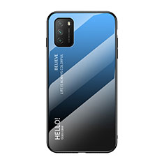 Coque Rebord Contour Silicone et Vitre Miroir Housse Etui Degrade Arc en Ciel LS1 pour Xiaomi Poco M3 Bleu