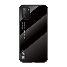 Coque Rebord Contour Silicone et Vitre Miroir Housse Etui Degrade Arc en Ciel LS1 pour Xiaomi Poco M3 Noir