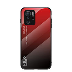 Coque Rebord Contour Silicone et Vitre Miroir Housse Etui Degrade Arc en Ciel LS1 pour Xiaomi Poco X3 GT 5G Rouge