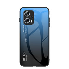 Coque Rebord Contour Silicone et Vitre Miroir Housse Etui Degrade Arc en Ciel LS1 pour Xiaomi Poco X4 GT 5G Bleu
