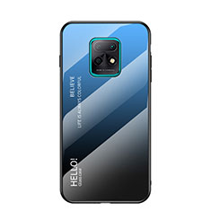 Coque Rebord Contour Silicone et Vitre Miroir Housse Etui Degrade Arc en Ciel LS1 pour Xiaomi Redmi 10X 5G Bleu