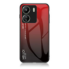 Coque Rebord Contour Silicone et Vitre Miroir Housse Etui Degrade Arc en Ciel LS1 pour Xiaomi Redmi 13C Rouge