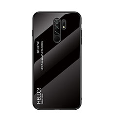 Coque Rebord Contour Silicone et Vitre Miroir Housse Etui Degrade Arc en Ciel LS1 pour Xiaomi Redmi 9 Noir