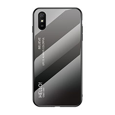 Coque Rebord Contour Silicone et Vitre Miroir Housse Etui Degrade Arc en Ciel LS1 pour Xiaomi Redmi 9A Gris Fonce