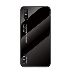 Coque Rebord Contour Silicone et Vitre Miroir Housse Etui Degrade Arc en Ciel LS1 pour Xiaomi Redmi 9A Noir