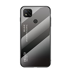 Coque Rebord Contour Silicone et Vitre Miroir Housse Etui Degrade Arc en Ciel LS1 pour Xiaomi Redmi 9C Gris Fonce