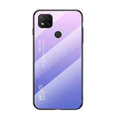 Coque Rebord Contour Silicone et Vitre Miroir Housse Etui Degrade Arc en Ciel LS1 pour Xiaomi Redmi 9C Violet Clair