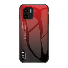 Coque Rebord Contour Silicone et Vitre Miroir Housse Etui Degrade Arc en Ciel LS1 pour Xiaomi Redmi A2 Plus Rouge