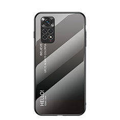 Coque Rebord Contour Silicone et Vitre Miroir Housse Etui Degrade Arc en Ciel LS1 pour Xiaomi Redmi Note 11 4G (2022) Gris Fonce