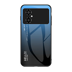 Coque Rebord Contour Silicone et Vitre Miroir Housse Etui Degrade Arc en Ciel LS1 pour Xiaomi Redmi Note 11R 5G Bleu