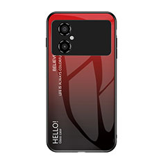 Coque Rebord Contour Silicone et Vitre Miroir Housse Etui Degrade Arc en Ciel LS1 pour Xiaomi Redmi Note 11R 5G Rouge