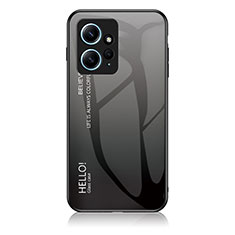 Coque Rebord Contour Silicone et Vitre Miroir Housse Etui Degrade Arc en Ciel LS1 pour Xiaomi Redmi Note 12 4G Gris Fonce
