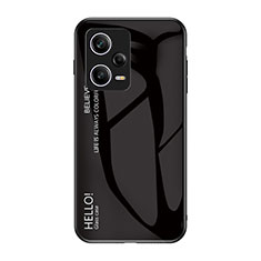 Coque Rebord Contour Silicone et Vitre Miroir Housse Etui Degrade Arc en Ciel LS1 pour Xiaomi Redmi Note 12 Pro 5G Noir
